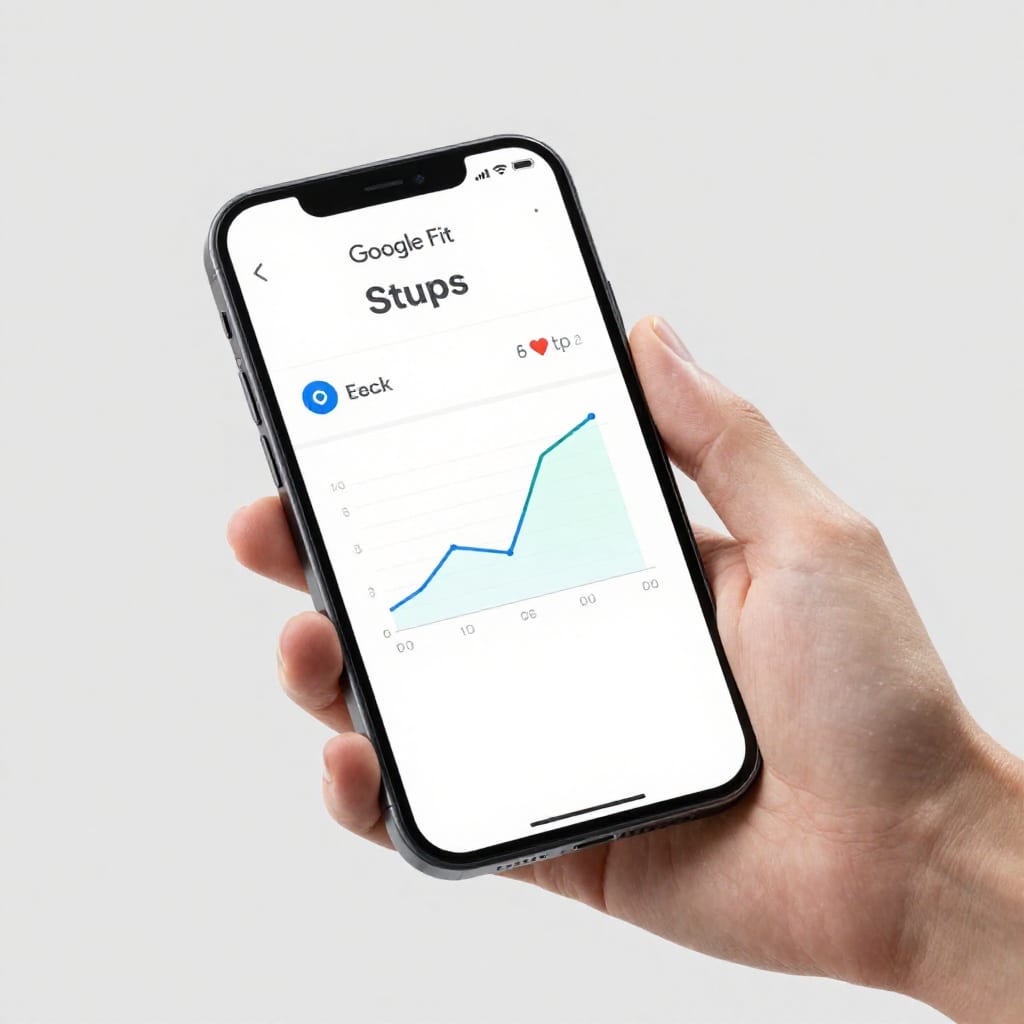 Google Fit app dashboard displaying step count and heart points