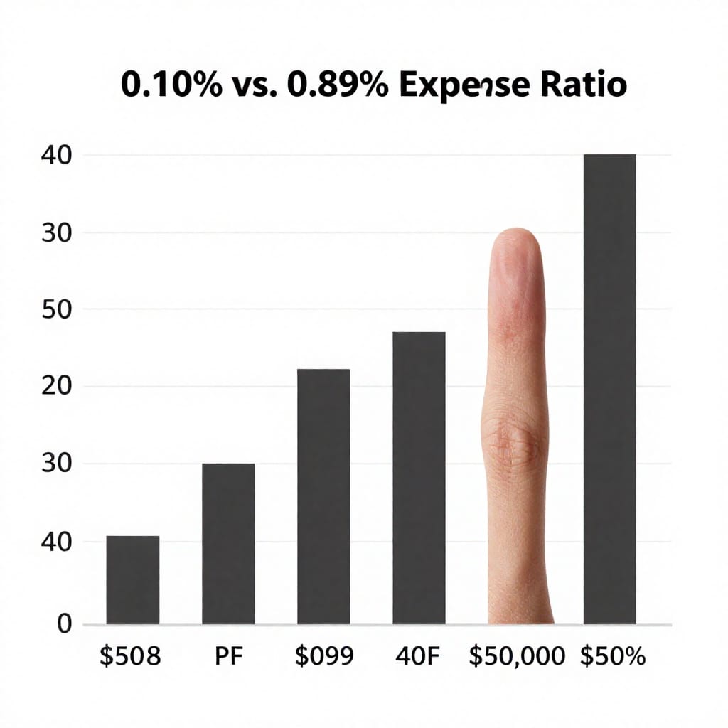 Bar graph comparing 529 plan growth with different expense ratios