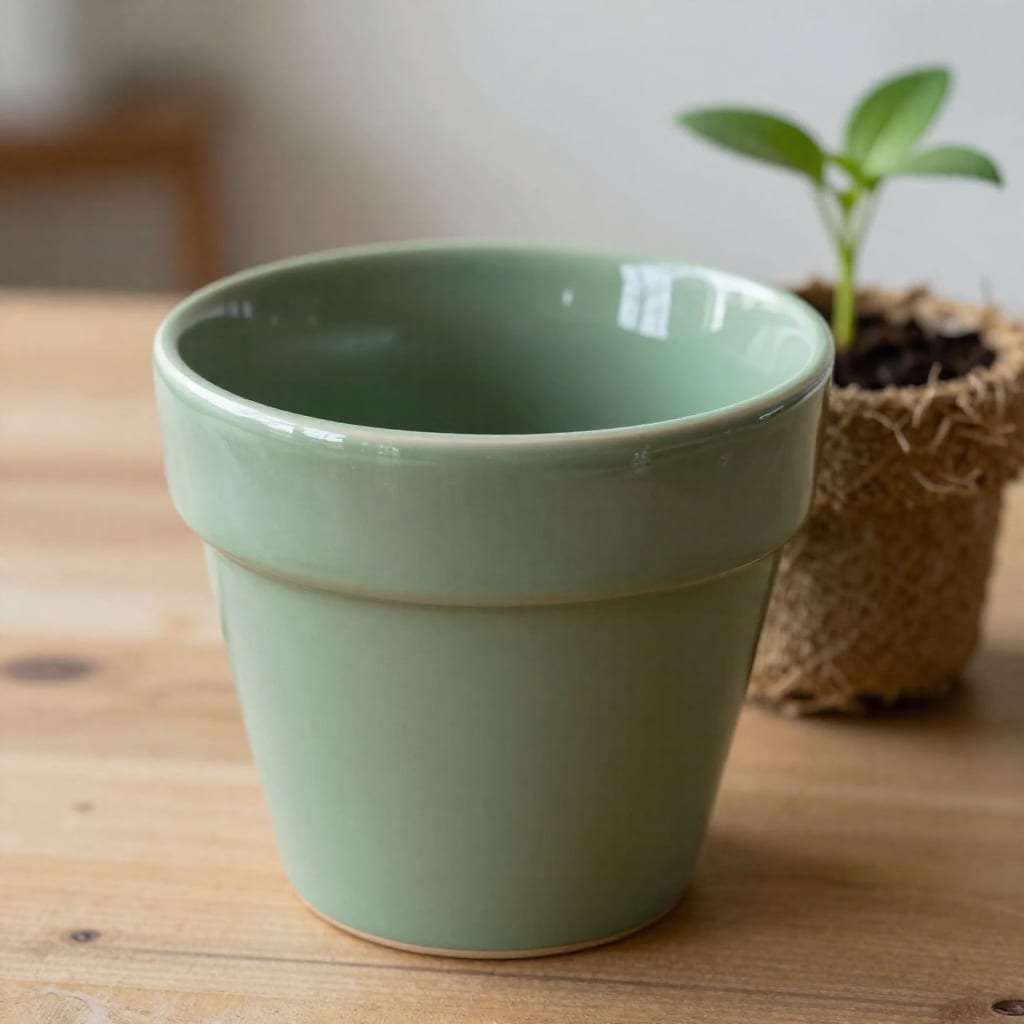 Glazed ceramic pot and coir pot comparison